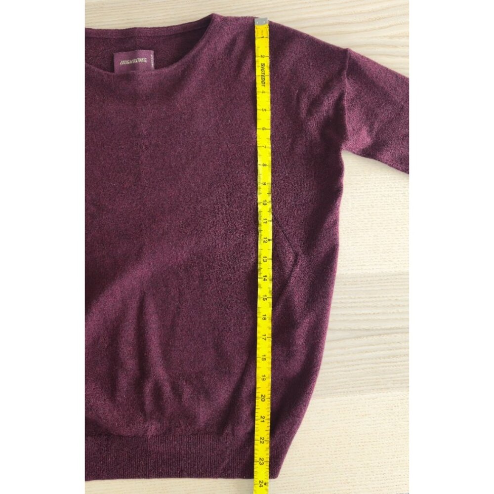 Zadig & Voltaire Burgundy Wool Cashmere Sweater with Leather Detail - Picture 8 of 10